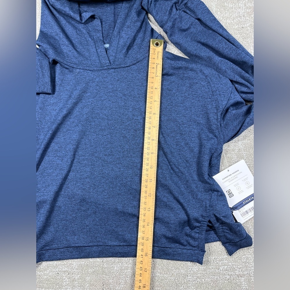 Athleta Girls Downtime Hoodie Crop Soft Hood Nora Heather Blue NWT Sz XL - Picture 3 of 7
